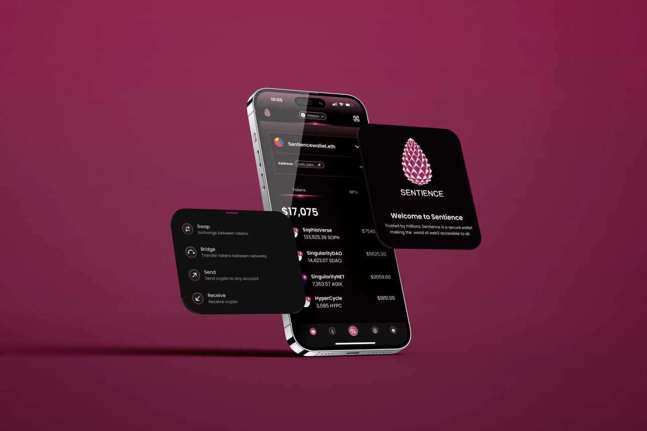 Sentience web and app UI design key visual